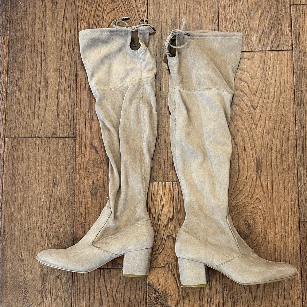 Knee high faux suede boots